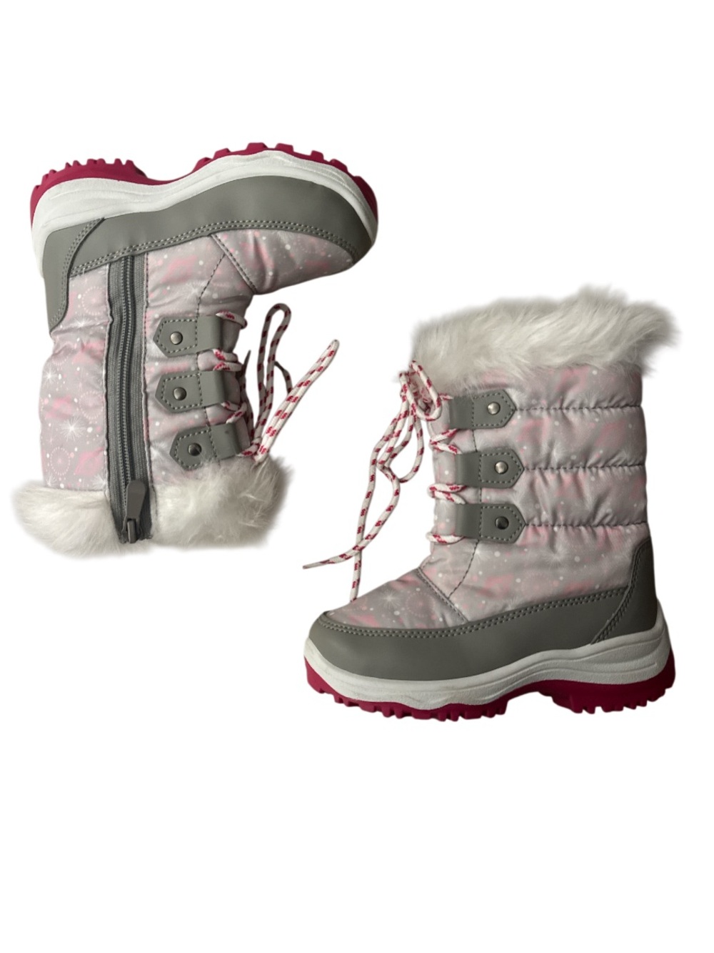 Wonder Nation Toddler Girls Tall Laced Winter Boots Faux Fur - Size 11